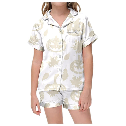 Toddler Baby Girl Halloween Pajama Short Sleeve Cute Pumpkin Print Pajamas Shorts 2Pcs Halloween Pajamas Set Fall Sleepwear Set_Light Purple_Toddler Baby Girls Halloween Outfits_2-3