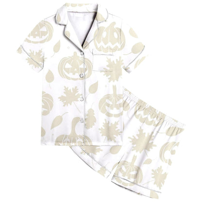 Toddler Baby Girl Halloween Pajama Short Sleeve Cute Pumpkin Print Pajamas Shorts 2Pcs Halloween Pajamas Set Fall Sleepwear Set_Light Purple_Toddler Baby Girls Halloween Outfits_2-3