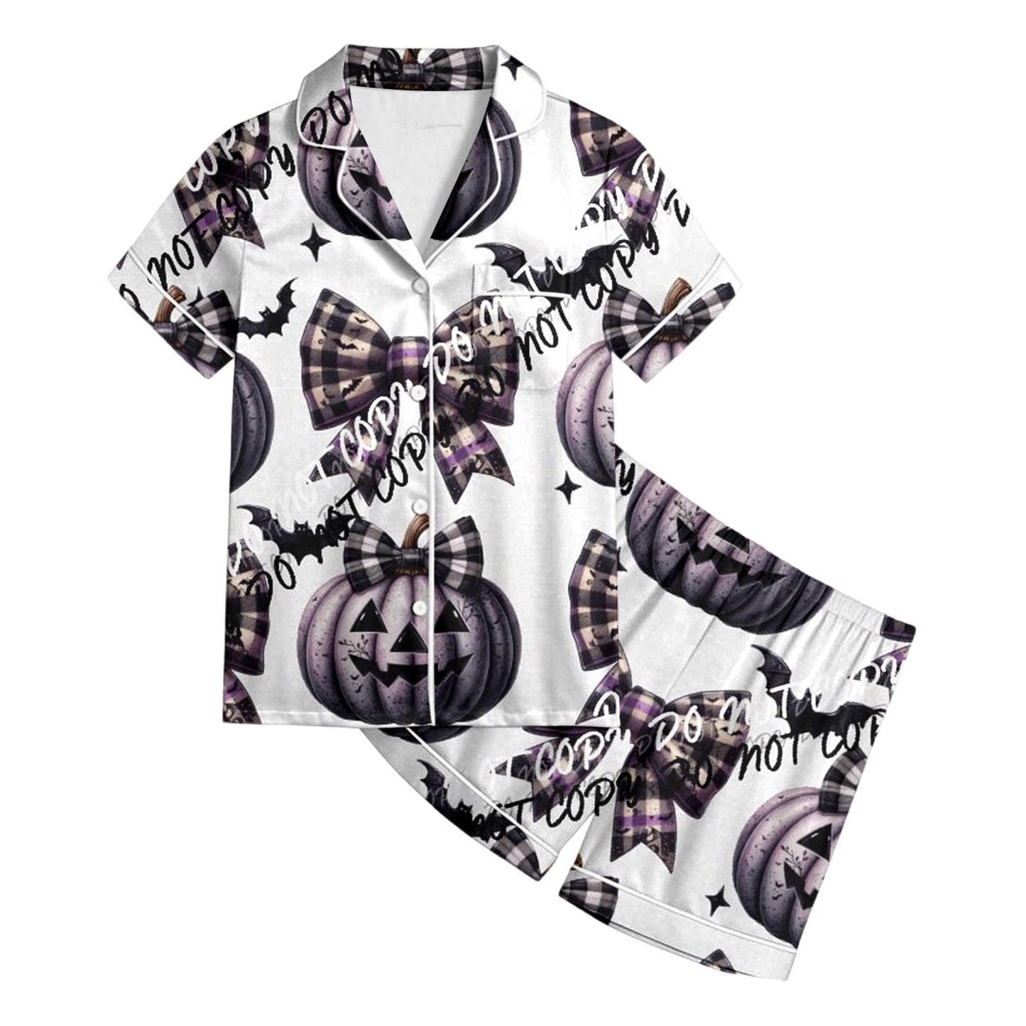 CONFREE Toddler Baby Girl Halloween Pajama Short Sleeve Cute Pumpkin Print Pajamas Shorts 2Pcs Halloween Pajamas Set Fall Sleepwear Set