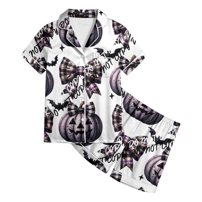 CONFREE Toddler Baby Girl Halloween Pajama Short Sleeve Cute Pumpkin Print Pajamas Shorts 2Pcs Halloween Pajamas Set Fall Sleepwear Set