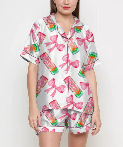 Coquette Alani Pajamas Satin Set, Pink Coquette Energy Drink Shirt, Mother's Day Gift, Birthday Gift,Pjs For Women, Bridesmaid Gifts, Party 4316