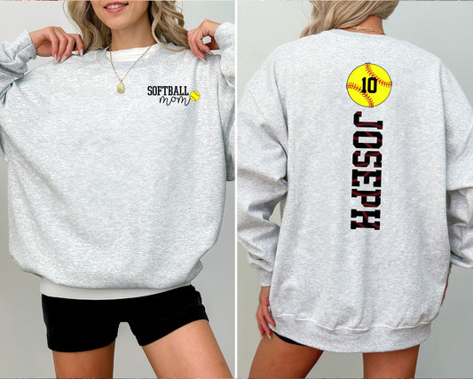 Custom Softball Mom Sweatshirt, Softball Mama Shirt, Softball Season Shirt, Sports Mom Tee, Game Day Softball Tee, Gift for Mom
