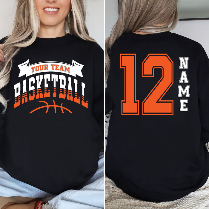 Custom Basketball Mom Shirt, Personalized Basketball Sweatshirt, Game Day Basketball Hoodie, Mascot Name and Number Basketball Sweatshirt