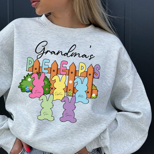 Custom Easter Grandma Sweatshirt, Granma's Peeps Shirt, For Grandma, Grandma Easter Shirt With Grandkids Names, Granny Shirt for Easter Day