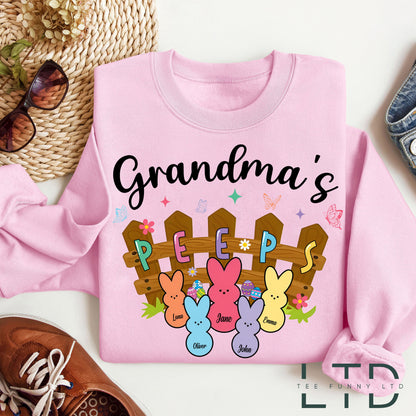 Custom Grandma's Peeps Shirt, Easter Grandma Shirt, Granny Shirt for Easter Day, Gift For Grandma, Grandma Easter Shirt With Grandkids Names