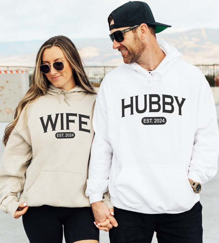 Custom Husband-Wife Shirts, Engagement Gift For Bride, Bridal Party Shirt, Honeymoon Tees, Trendy Groom Wife Shirt, Married Shirt