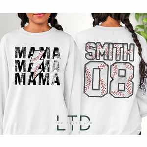 Customized Baseball Mama Sweatshirt, Baseball Mom Tee, Custom Number And Name, Baseball Mom Tee, Baseball Gifts, Baseball Team Shirt