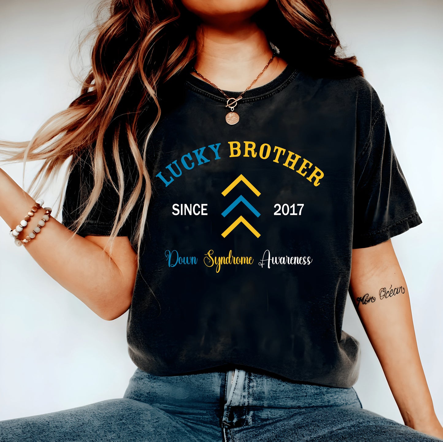 Custom Down Syndrome Sweatshirt, Lucky Mom Dad Shirt, Down Syndrome Awareness Shirts, T21 Shirt,Three Arrows Shirt,Down Syndrome Support Tee