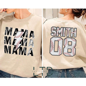 Customized Baseball Mama Sweatshirt, Baseball Mom Tee, Custom Number And Name, Baseball Mom Tee, Baseball Gifts, Baseball Team Shirt