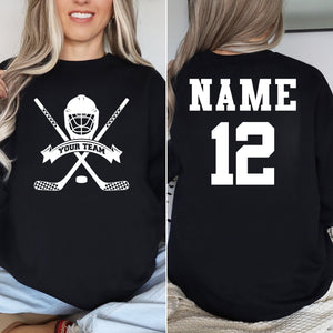 Custom Hockey Sweatshirt, Personalized Hockey Mom Shirt, Game Day Hockey Hoodie, Name and Number Hockey Shirts, Custom Hockey Shirts