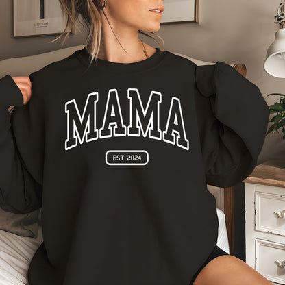 Custom Mama Shirt, Mama Est 2024 Sweatshirt, Comfort Colors Mom Shirt, Gift for Mom, Cool Mom, Pregnancy Announcement, Mother's Day Hoodie