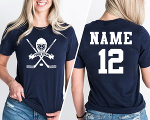 Custom Hockey Sweatshirt, Personalized Hockey Mom Shirt, Game Day Hockey Hoodie, Name and Number Hockey Shirts, Custom Hockey Shirts