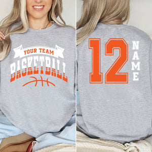 Custom Basketball Mom Shirt, Personalized Basketball Sweatshirt, Game Day Basketball Hoodie, Mascot Name and Number Basketball Sweatshirt