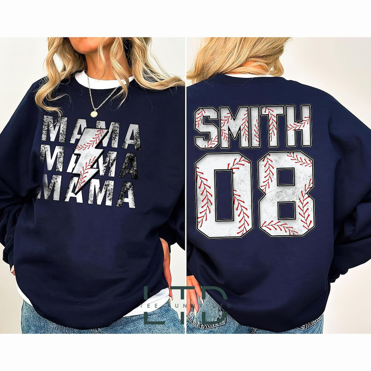 Customized Baseball Mama Sweatshirt, Baseball Mom Tee, Custom Number And Name, Baseball Mom Tee, Baseball Gifts, Baseball Team Shirt