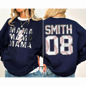 Customized Baseball Mama Sweatshirt, Baseball Mom Tee, Custom Number And Name, Baseball Mom Tee, Baseball Gifts, Baseball Team Shirt