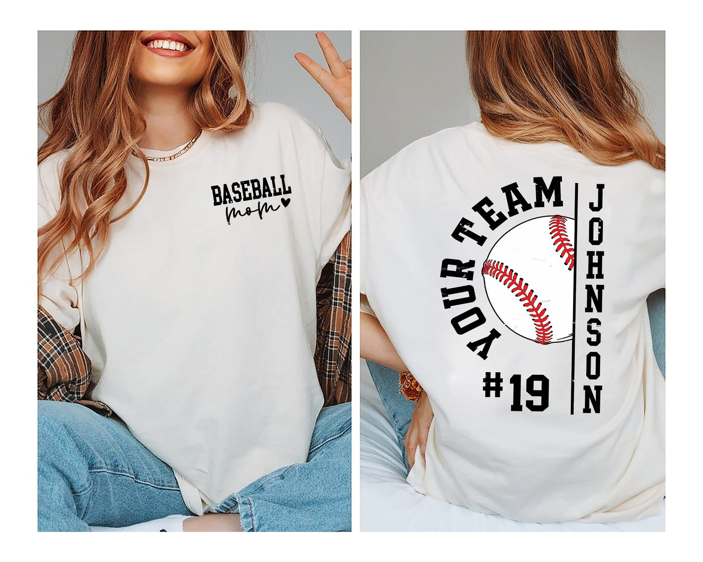 Custom Baseball Mom Shirts, Personalized Baseball Shirt, Game Day Baseball Hoodie, Name and Number Baseball Sweatshirt, Baseball Dad gift
