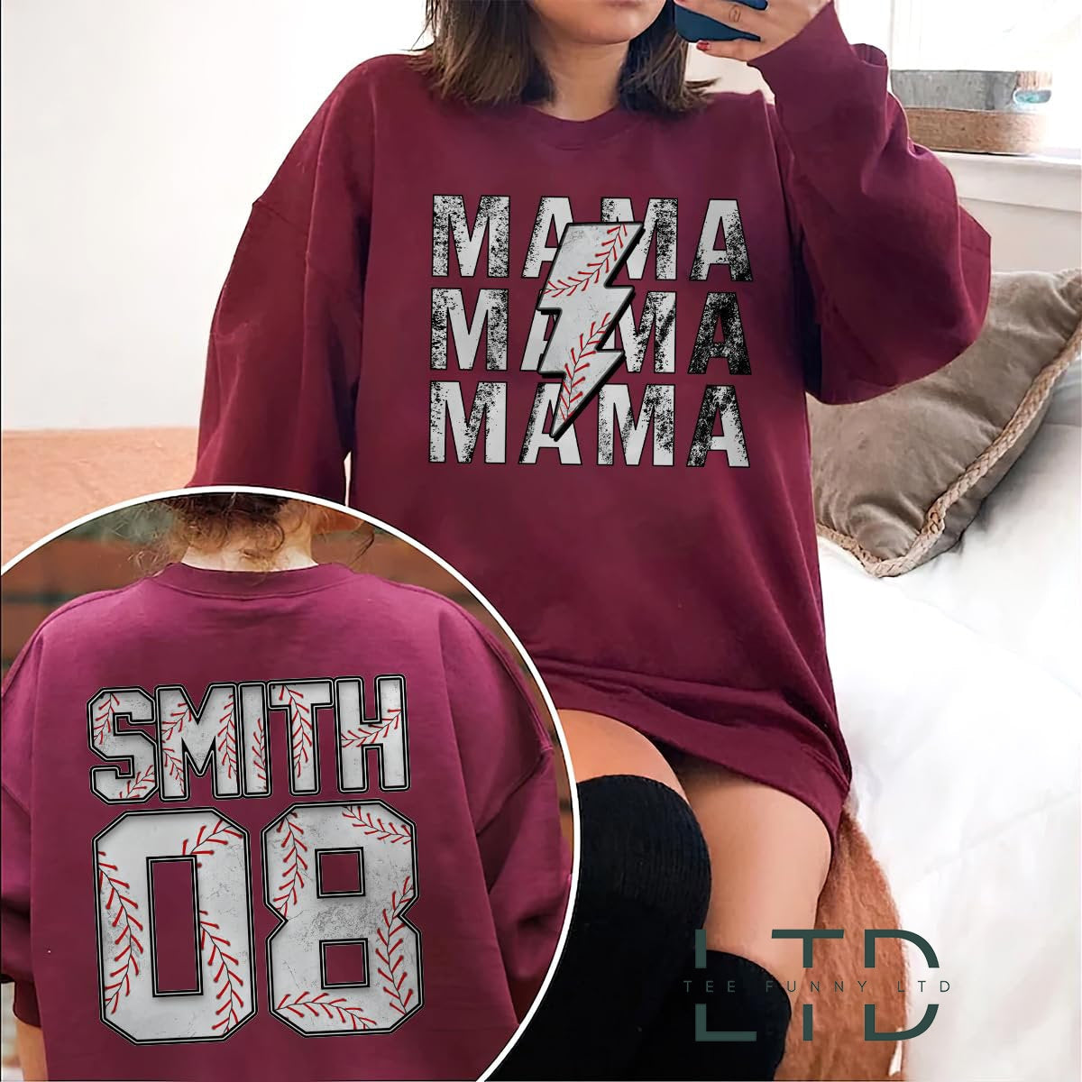 Customized Baseball Mama Sweatshirt, Baseball Mom Tee, Custom Number And Name, Baseball Mom Tee, Baseball Gifts, Baseball Team Shirt