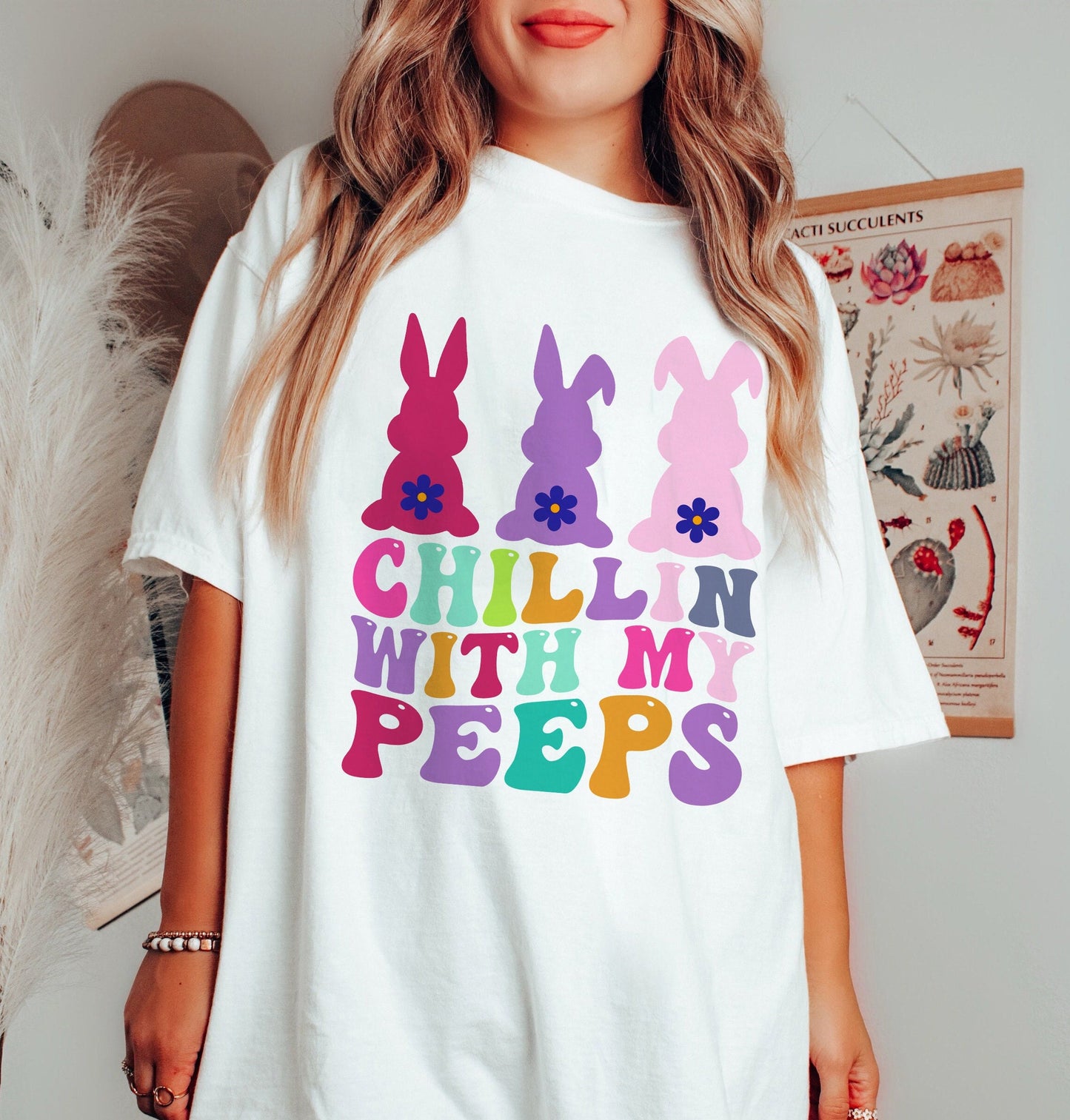 Cute Easter Shirt, Chillin' With My Peeps Sweatshirt, Easter T-shirt, Easter Retro Sweatshirt, Easter Natural Tee