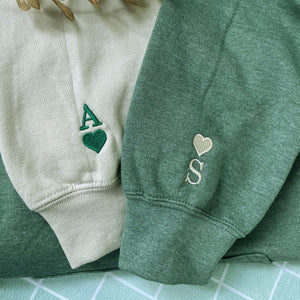 Cartoon Corgi Sweatshirt or Hoodie, Embroidered Initial Heart on Sleeve