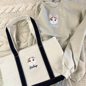 Cat Lover Twin Pack Embroidered Sweatshirt & Tote Bag