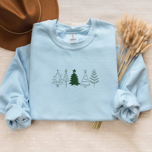 Christmas Tree Sweatshirt, Pine Tree Crewneck Embroidered