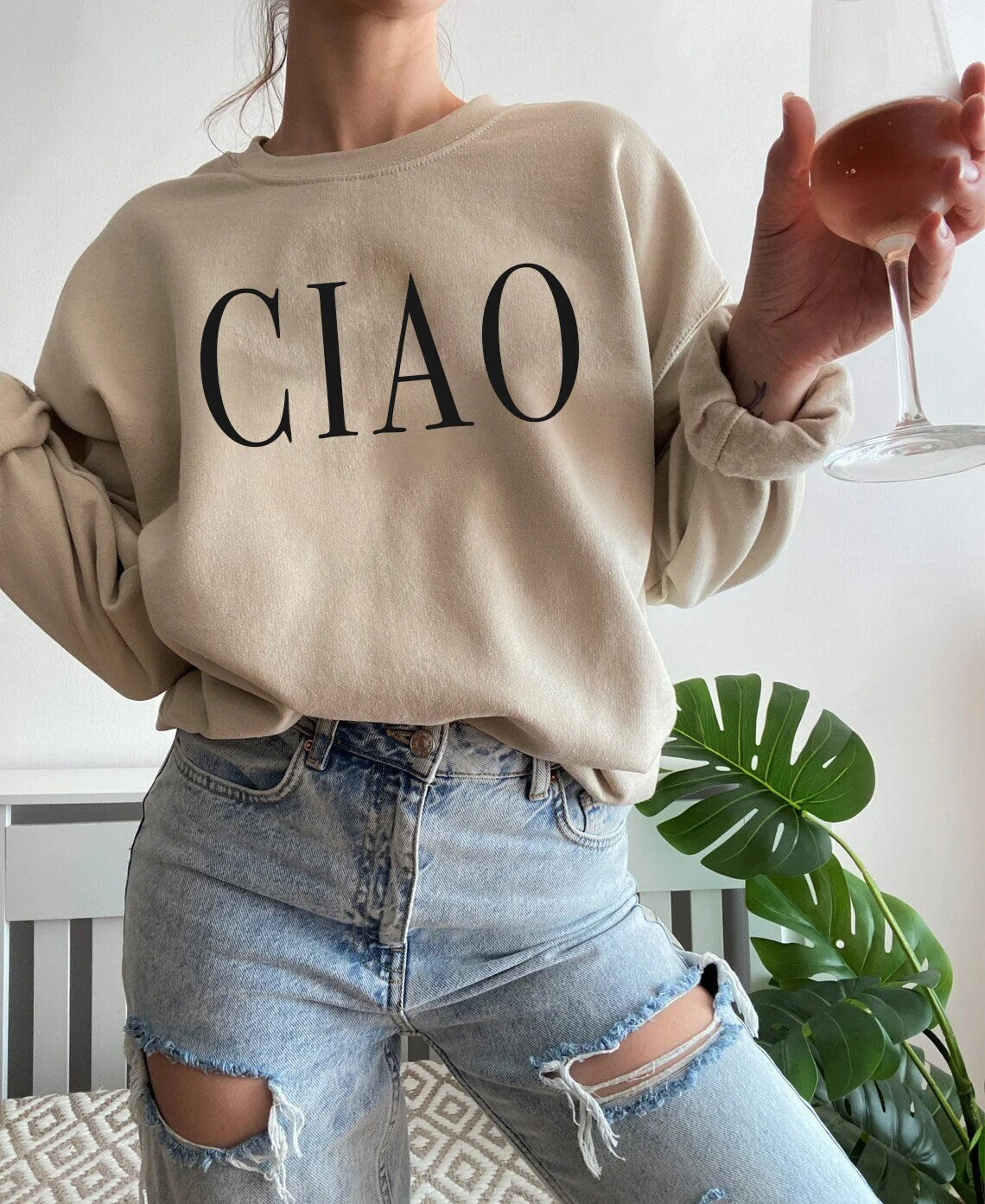 Ciao Sweatshirt-Sweatshirt for women trendy,Italy Shirt, Italian Style, Ciao Bella Shirt, Bella Ciao Shirt