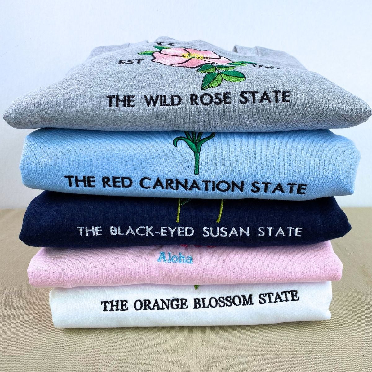 Colorado State Sweatshirt or Hoodie, Embroidered Gift - Est. 1876 Blue Columbine Flower