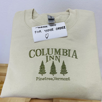 Columbia Inn Pine Tree Vermont Sweatshirt, Embroidered Christmas Movie Gifts for Men Women