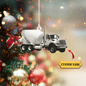 Concrete Mixer Truck Personalized Flat Ornaments, Concrete Mixing Transport Truck, Custom Christmas Ornament, Ornament Christmas, Ornament For Gift