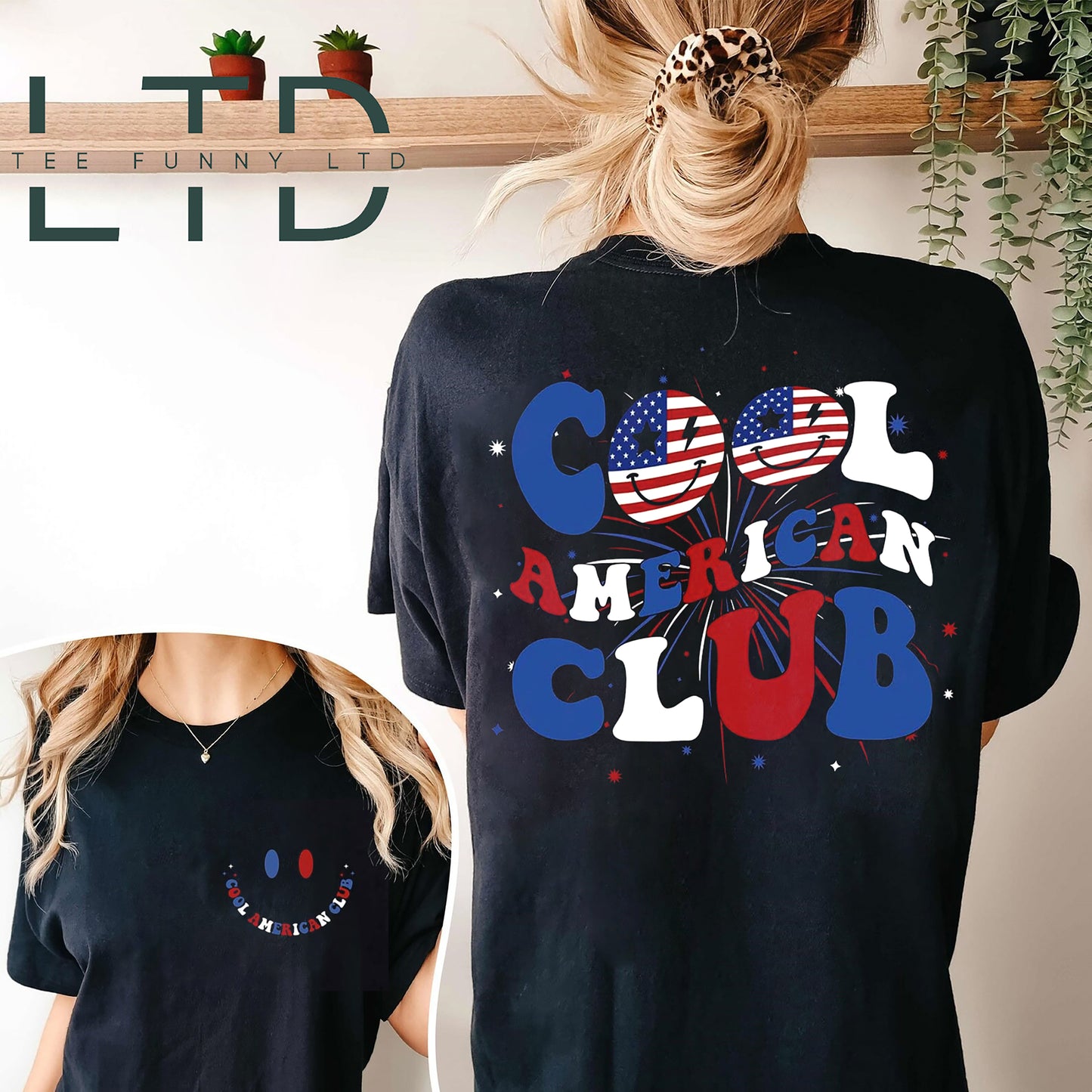 Léine Cool American Club, Léine 4 Iúil, Léine Bratach Mheiriceá, Léine Tírghrá Meiriceánach, Léinte Lae Neamhspleách do Mhná, Cóisir i SAM