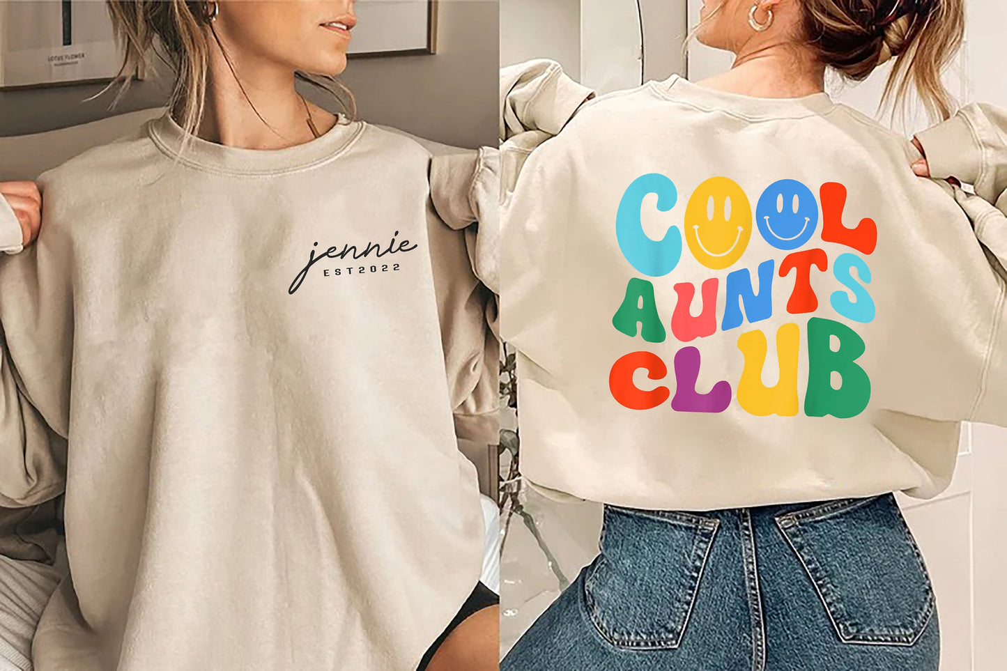 Cool Aunts Club Sweatshirt, Custom Cool Aunt Sweater, Auntie Gift, Aunt Birthday Gift, Sister Gift Sweater, Auntie Sweater, New Aunt Sweater