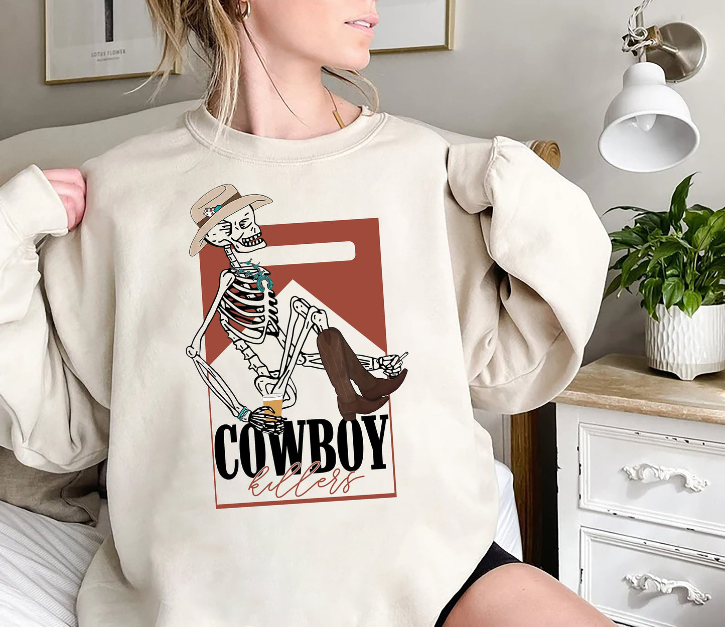 Léine Killer Cowboy, Léine Tíre, Léine an Iarthair, Léine an Deiscirt, Cailín na Tuaithe, Vintage Tee, Léine Boho, Léine Cowboy Retro, Léine Cowgirl