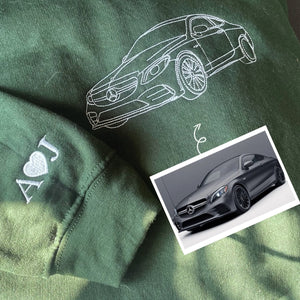 Custom Car from Photo, Embroidered Sweatshirt, Hoodie, Car Guy Gifts