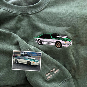 Custom Car from Photo, Embroidered Sweatshirt, Hoodie, Car Guy Gifts