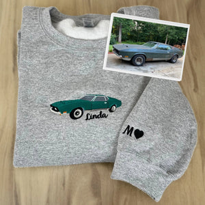 Custom Car from Photo, Embroidered Sweatshirt, Hoodie, Car Guy Gifts