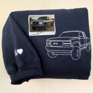 Custom Car from Photo, Embroidered Sweatshirt, Hoodie, Car Guy Gifts