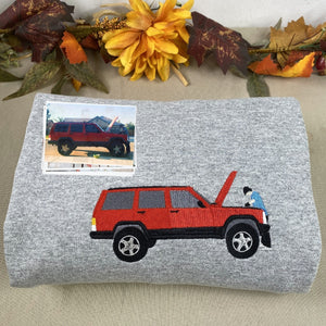 Custom Car from Photo, Embroidered Sweatshirt, Hoodie, Car Guy Gifts