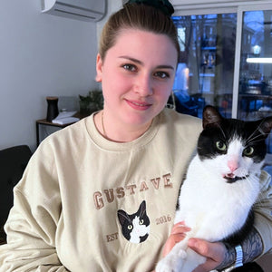 Custom Cat Face Sweatshirt or Hoodie from Photo, Embroidered Gifts for Cat Lovers