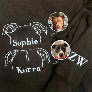 Custom Dog Ear Sweatshirt, Hoodie Embroidered Your Photo, Dog Name