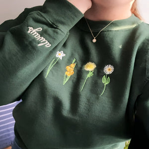 Custom Embroidered Birth Month Flower Sweatshirt or Hoodie