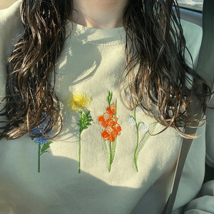 Custom Embroidered Birth Month Flower Sweatshirt or Hoodie