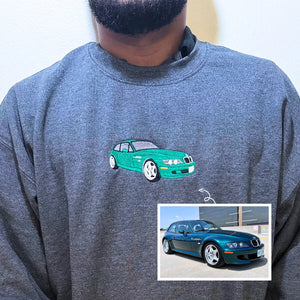 Custom Embroidered Car Hoodie, Sweatshirt, Personalized Car Gifts for Him