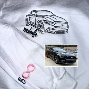 Custom Embroidered Car Hoodie, Sweatshirt, Personalized Car Gifts for Him