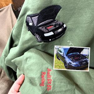 Custom Embroidered Car Hoodie, Sweatshirt, Personalized Car Gifts for Him