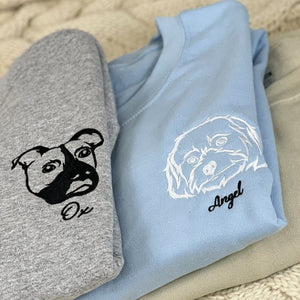 Custom Embroidered French Bulldog Sweatshirt or Hoodie with Picture Name