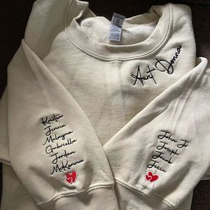 Custom Embroidered Gigi Sweatshirt with Kid Name on Sleeve