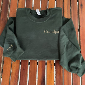 Custom Embroidered Grandmother Sweatshirt with GrandKids Names on Sleeve