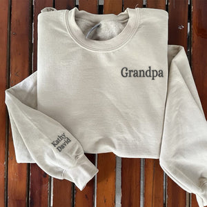 Custom Embroidered Grandmother Sweatshirt with GrandKids Names on Sleeve