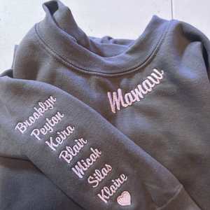 Custom Embroidered Granny Sweatshirt with GrandKids Names on Sleeve