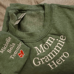 Custom Embroidered Granny Sweatshirt with GrandKids Names on Sleeve